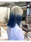 ルーツカラーデザインカラーホワイトカラーブルーオンブレロブ