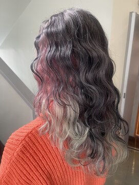 オーストヘアー ミコ(Aust hair Mico) ダークグレー×ピンクミントグリーンインナーカラー