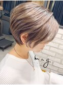 【mag  ginza】立体感丸みショートボブ×ハイライトカラー