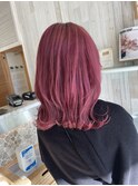ピンクミルクティーベージュハイライトインナーカラーイヤリング