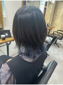 インナーネイビー×ウルフヘアー