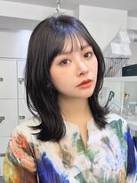 エル バイ アンキシム(elu by AHNKISM)&nbsp;ミディアムレイヤー顔まわりくびれヘア心斎橋