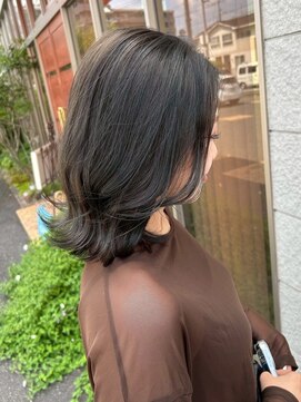 セットアップ 倉敷美和店(SET-UP) くびれミディ/外ハネボブ/顔周りレイヤー/小顔/ブルーアッシュ