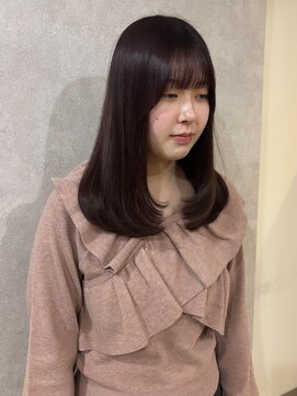 ラベンダーブラウンとワンカールで可愛いレイヤーカット　r