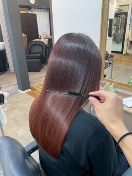 ルミエールイリゼ 城陽店(Lumiere Irisee) 大人可愛いボロングレイヤー韓国ヘアレッドブラウン髪質改善
