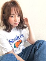 【kate 大宮】シースルーバングふわミディ×オレンジベージュ