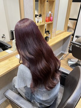 ミナモ(MINAMO) ブリーチなしダブルカラー/巻き髪/韓国風巻き/ワインレッド/30代