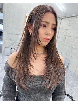 サイン 渋谷(SIGN) 韓国ヘアーハッシュカットレイヤーカットグレージュブリーチ無し