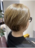 40代50代大人ショート髪質改善根元パーマ白髪ぼかしハイライト