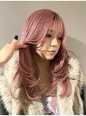 【ピンク×レイヤーカット】
