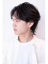 ハバナ 渋谷(HAVANA)&nbsp;メンズ波巻きセンターパート韓国風黒髪ツーブロックマッシュ