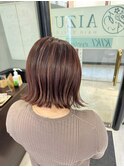 白髪ぼかしハイライト ボルドー