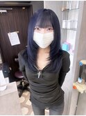 ネイビーブルー×レイヤーカット