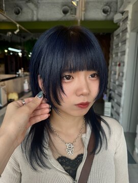 グランデュール 静岡駅前店(GRANDEUR) ミディアムレイヤー/顔周り/韓国/シャギー/黒髪/暗髪/静岡駅/