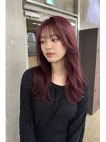 ユニオン(Union)&nbsp;透明感ボルドーレッドロング×韓国風レイヤーカット×シースルー
