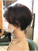 センター分けショート/似合わせカット/ショコラベージュ