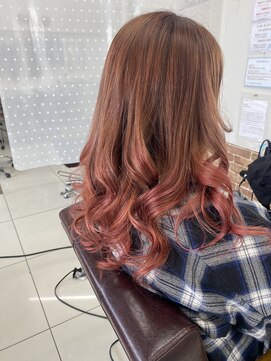 髪こうぼう ピンク系グラデーション