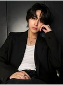 韓国メンズ_マッシュパーマハイライト波巻き_ba424451