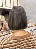 前髪マチルダボブピンクベージュインナーグレージュ