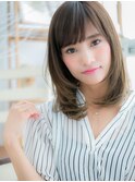 斜めバングオリーブアッシュレイヤーカットc6越谷20代30代40代
