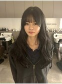 韓国風レイヤー/ アッシュブラック/小顔バング