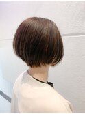 ショート　ショートボブ　前髪なし　コスメストレート