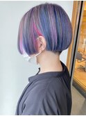 【morio原宿】ボブ　多色染め　ユニコーンカラー