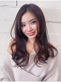 髪質改善　ウェーブヘア　顔周りレイヤー　ダークブラウン