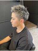 ホワイトメッシュハイライトスパイラルパーマツイストパーマ