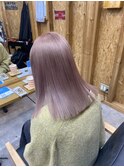 くすみピンクベージュ/ダブルカラー/ケアブリーチ/髪質改善/新潟