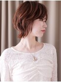 ミルクブラウンナチュラルショートボブウルフカット20代30代Z