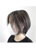 ハイライト×ショートボブ 透明感グレージュ