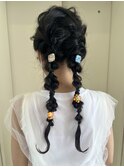 編みおろし/ツインテール/ツインアレンジ/ヘアアレンジ