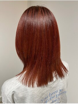 アルフレッド 桜本町店(alfRed) 髪質改善 ミディアムレイヤー ハイトーン オレンジブラウン