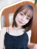 20代30代大人かわいい/グレージュカラー/ショートボブ/小顔/前髪
