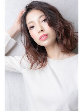 カバーヘア イヴ 戸頭店(COVER HAIR EVE) ベビーピンク波巻きウェーブかきあげボブ309X戸頭20代30代40代