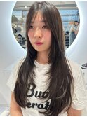 ハイライトカラーミルクティーベージュレイヤーカット
