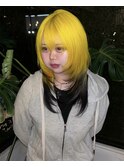 イエローカラー レイヤーカット エンドカラー セクションカラー