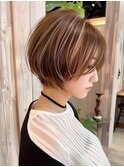 19. ミルクティーブロンド/デザインハイライト/前髪