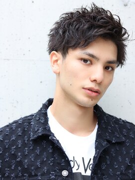 ネイビー(NAVY) くせ毛風パーマのUPバング爽やかショート☆