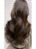 小顔セミウェットウェーブピンクベージュハイライトカラー