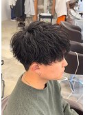 刈り上げマッシュ×波巻きパーマ