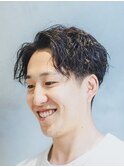 メンズセンターパート/ツイストスパイラルパーマ/刈り上げ