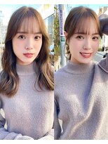 ノラ ヘアーサロン(NORA HAIR SALON)&nbsp;ナチュラル小顔前髪あり後れ毛サイドバング結べるボブくびれヘア