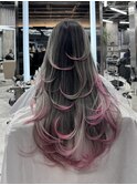 レイヤーカットバレイヤージュ裾カラーブリーチ