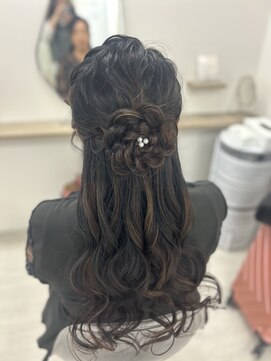 お団子ハーフアップ