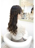 編み込みダウンアレンジ　ヘアセット