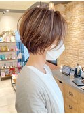 くびれショート/マロンブラウン/大人ショートボブ／山口