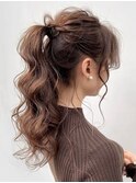 ゆるふわポニーテール ガーリーアレンジ パーティーヘア