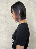 髪質改善 インナーカラー ブルー